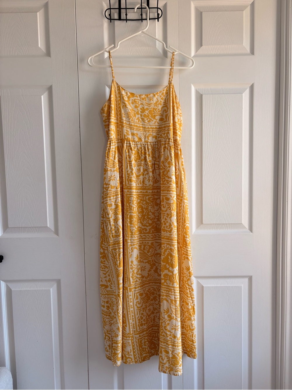 Japna Yellow and White Floral Spaghetti-Strap Maxi Dress